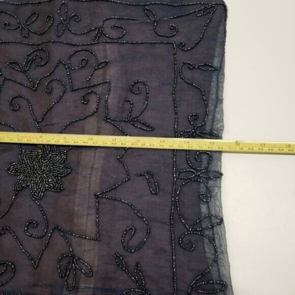 Deep Blue Sheer Beaded Cushion Cover Pillow Case Moody Maximalist Boho - Picture 12 of 13